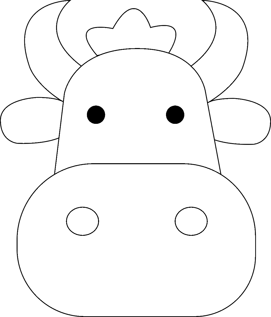 Simple cow head coloring page
