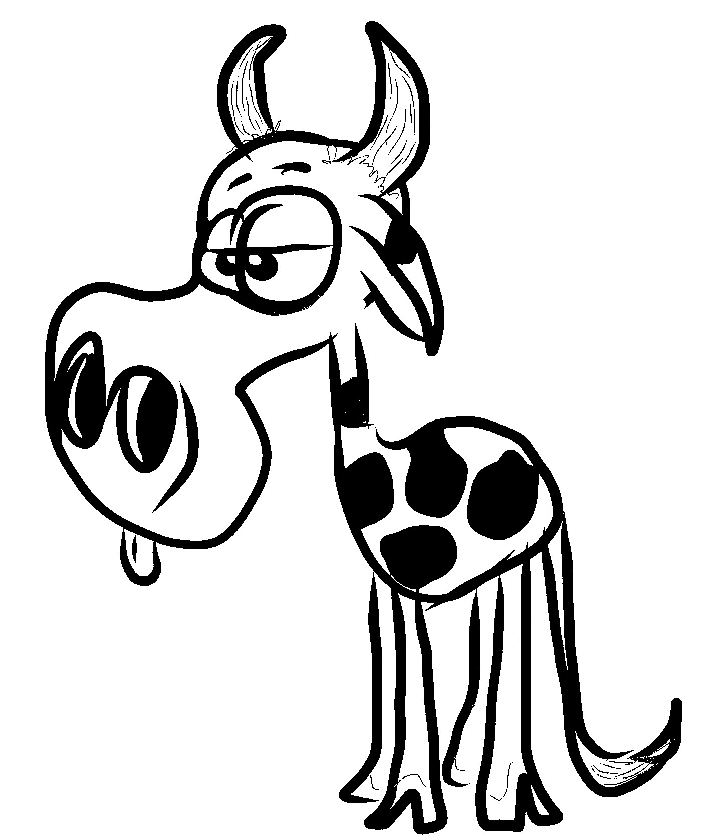 Disegno da colorare di mucca umoristica simile a giraffa
