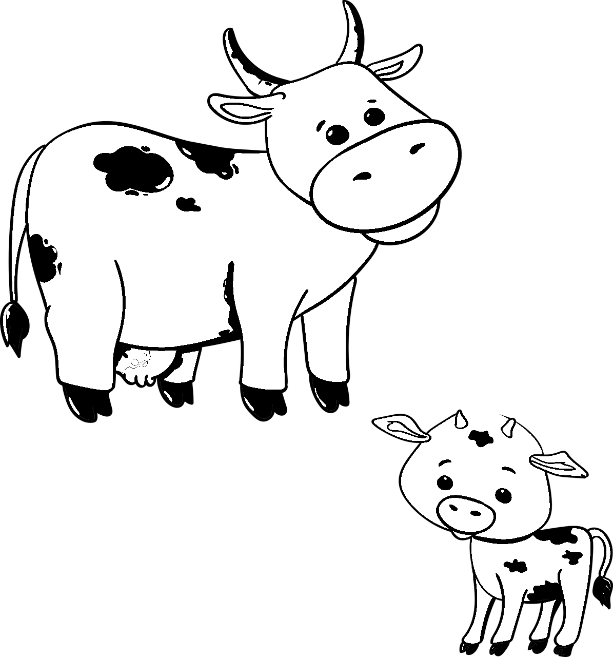 Disegno da colorare di mucca e vitello