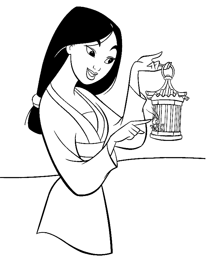 Desenho 6 de Mulan para imprimir e colorir