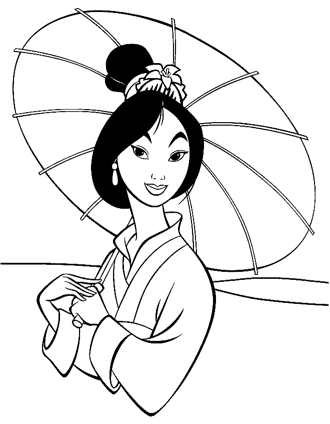 Desenho 7 de Mulan para imprimir e colorir
