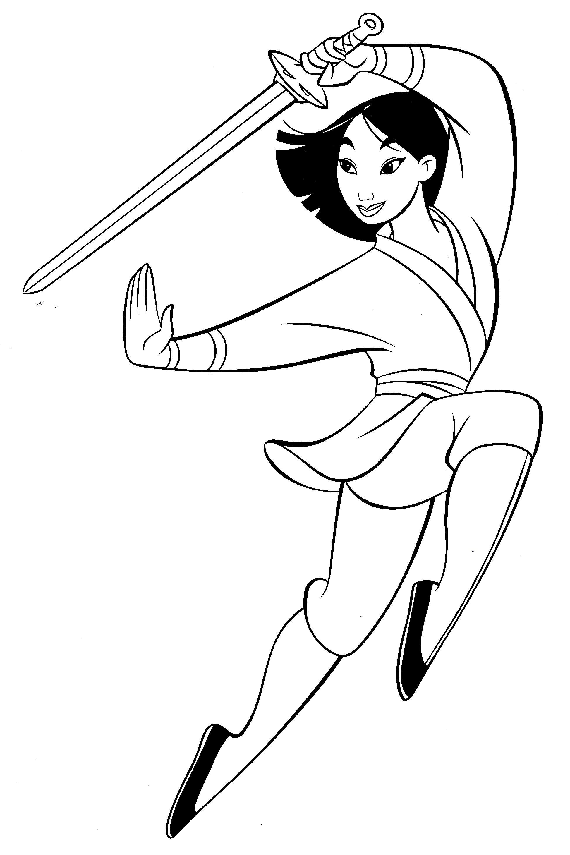 Disegno di Mulan guerriera da stampare e colorare