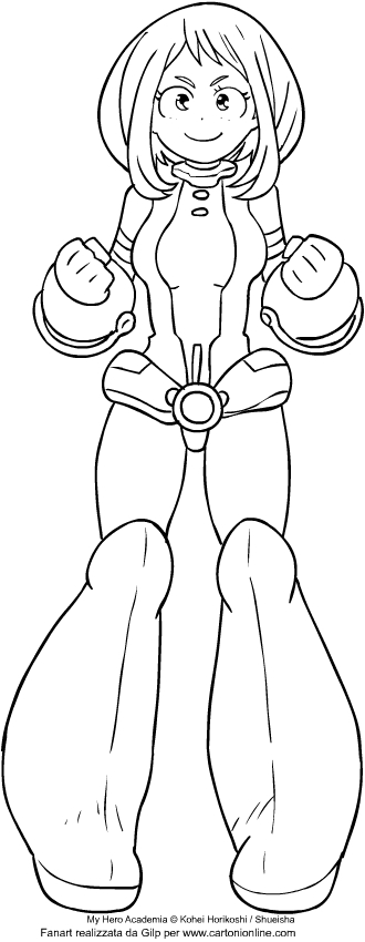 Coloriage de Ochaco Uraraka de My hero academia  imprimer et colorier