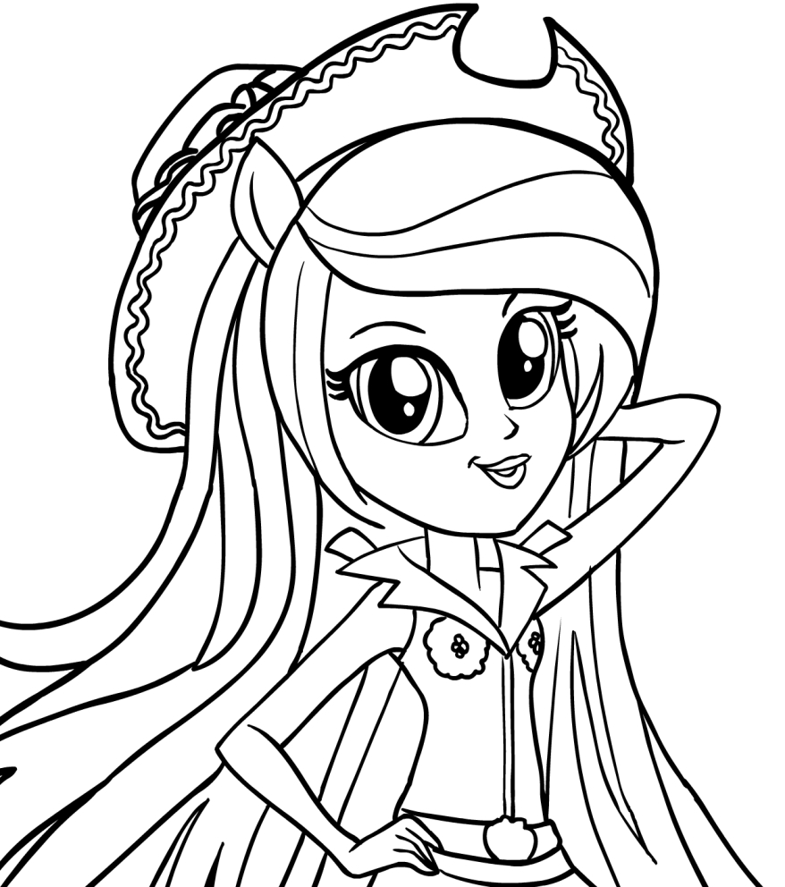 Disegno di Applejack (Equestria Girls) in primo piano delle My Little Pony da stampare e colorare