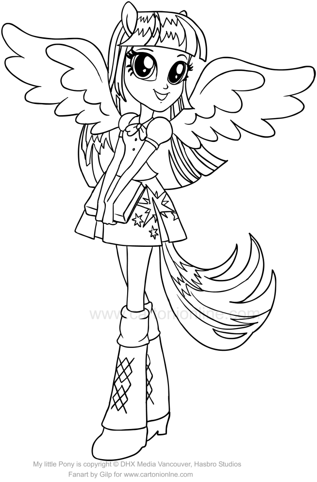 Disegno di Twilight Sparkle (Equestria Girls) dei My Little Pony da stampare e colorare