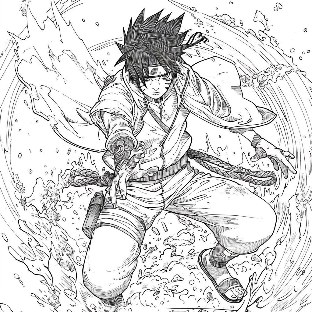 Kolorowanki Sasuke Uchiha 02 Naruto do wydrukowania i pokolorowania