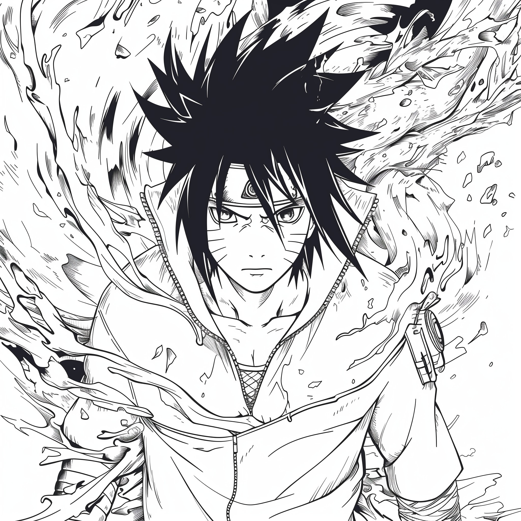 Sasuke Uchiha 04 Naruto coloring page to print and coloring
