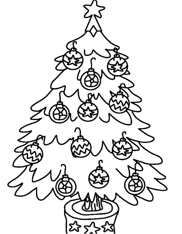 رسم شجرة عيد الميلاد للطباعة واللون