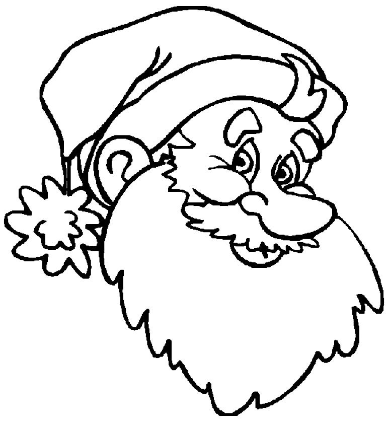 Santa Claus en primer plano para imprimir y colorear