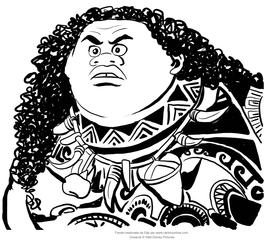 Maui of Oceania coloring page to print and color