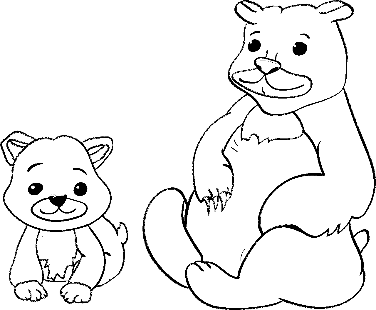 Disegno da colorare di mamma orsa e suo figlio