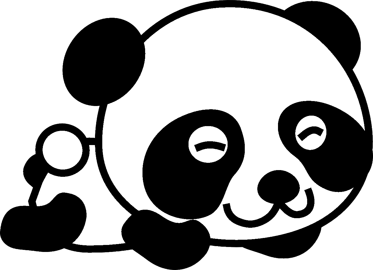 Disegno da colorare di orsetto panda sdraiato che sorride