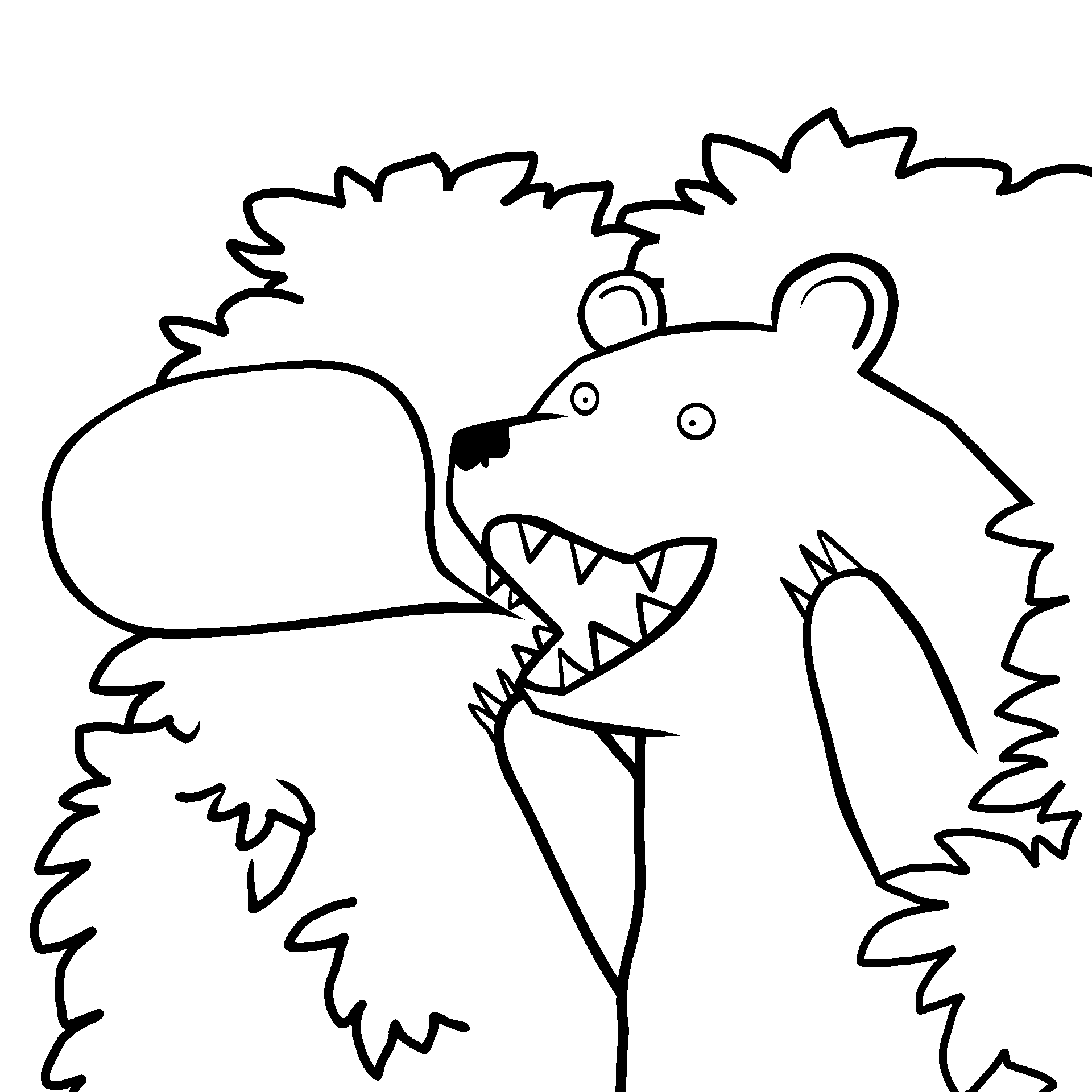 Disegno da colorare di orso chiama con fumetto