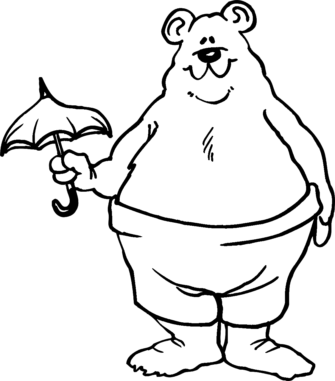 Disegno da colorare di orso con un piccolo ombrello