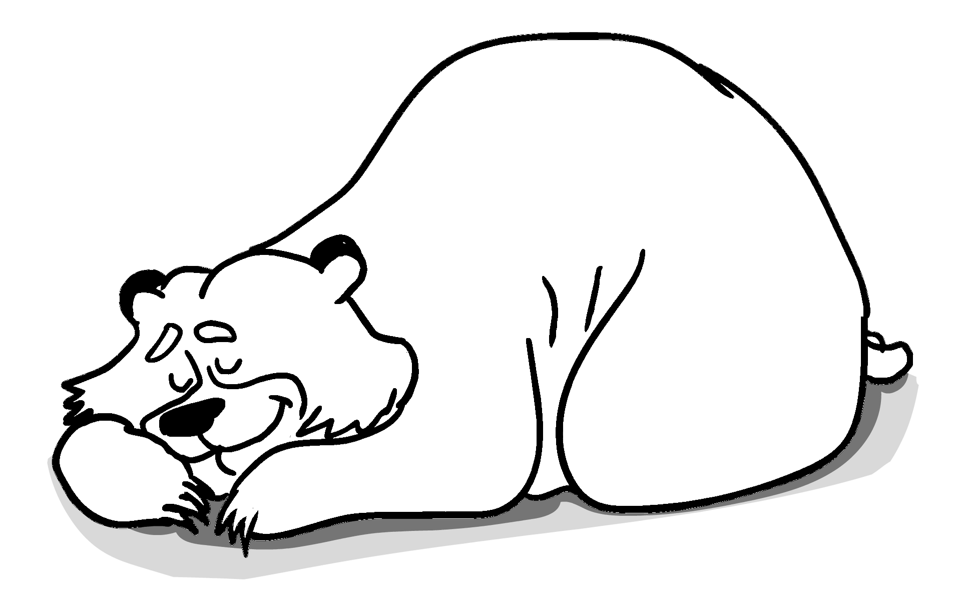 Dibujo para colorear de oso durmiendo en hibernación