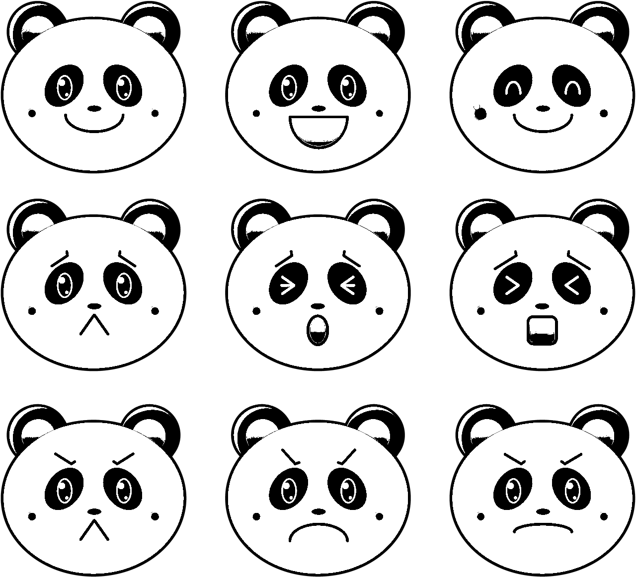 Disegno da colorare di orso panda emoticons