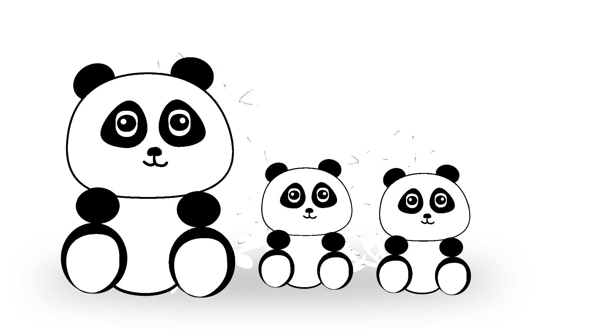 Disegno da colorare di famiglia di orsetti panda