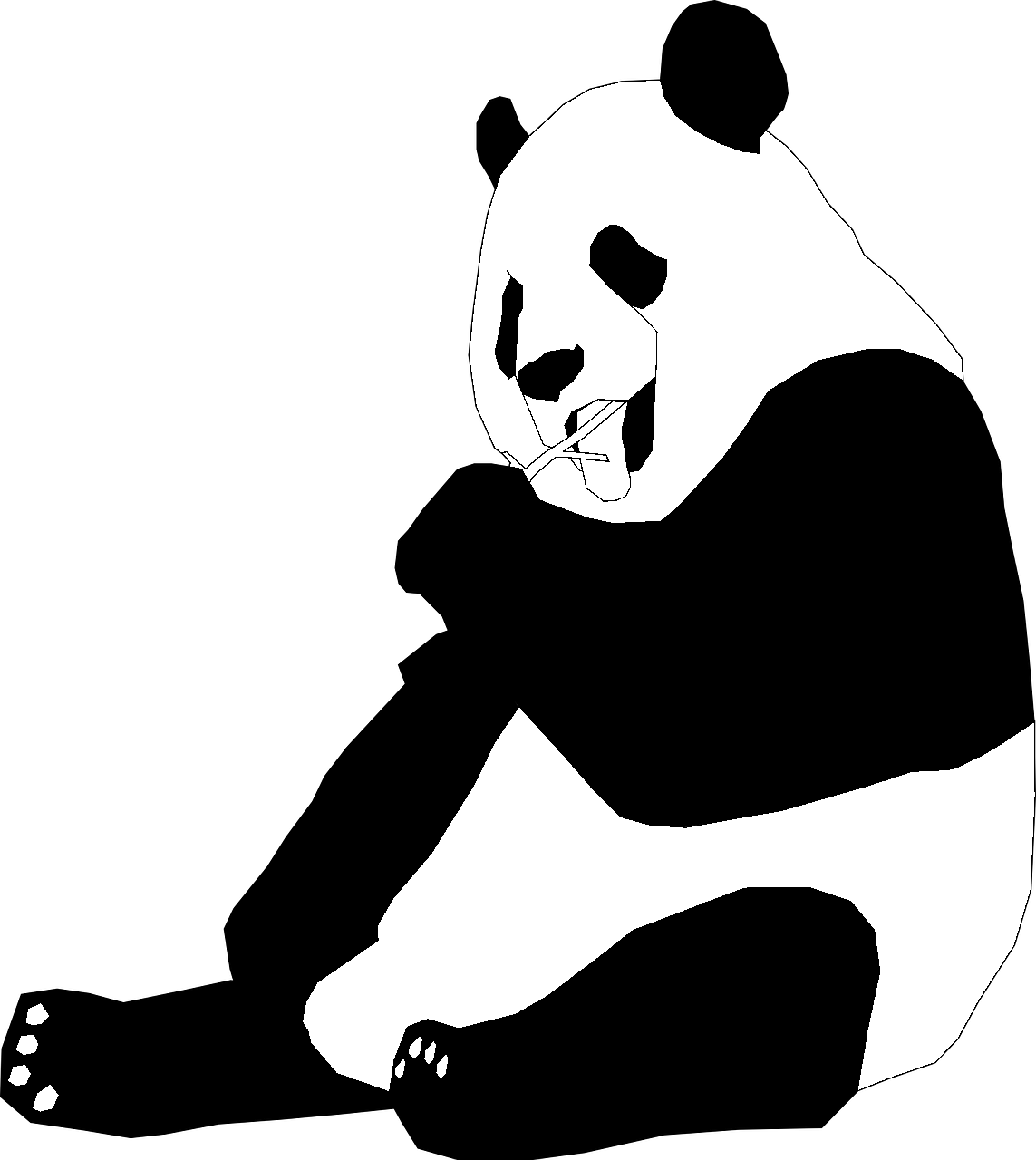Disegno da colorare di orso panda che mangia il bambu