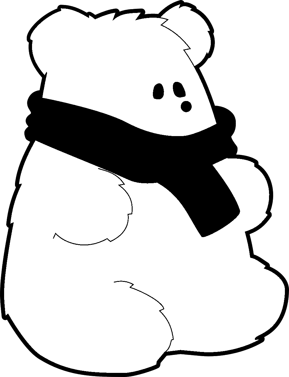 Disegno da colorare di orso polare con sciarpa
