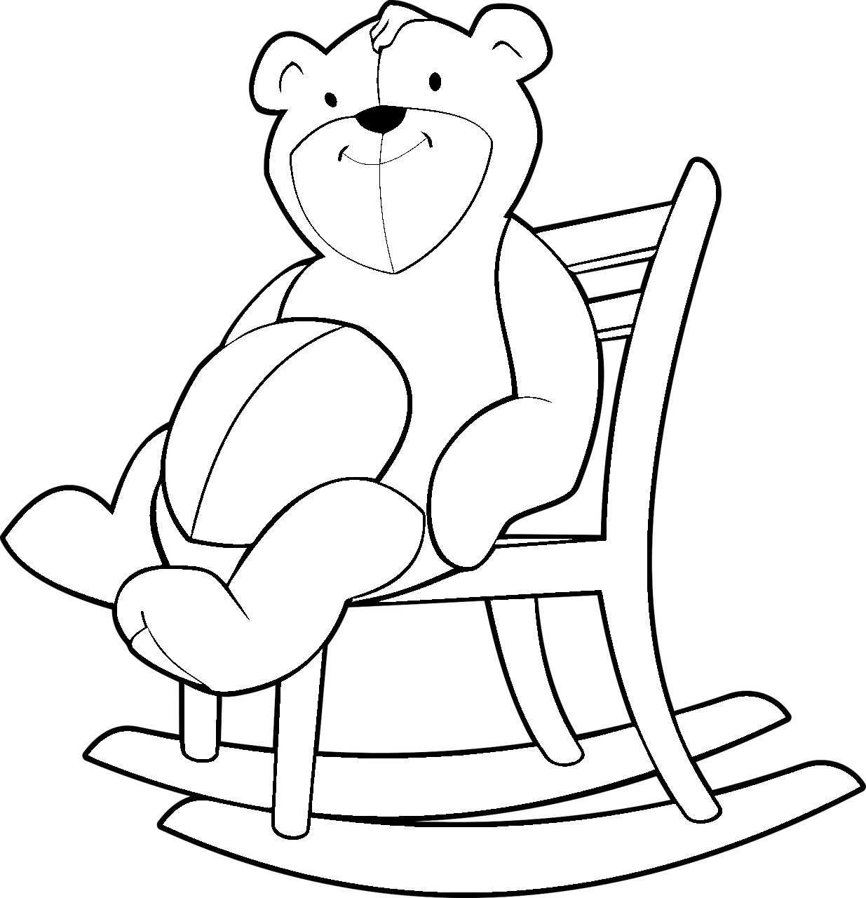 Disegno da colorare di orso sulla sedia a dondolo