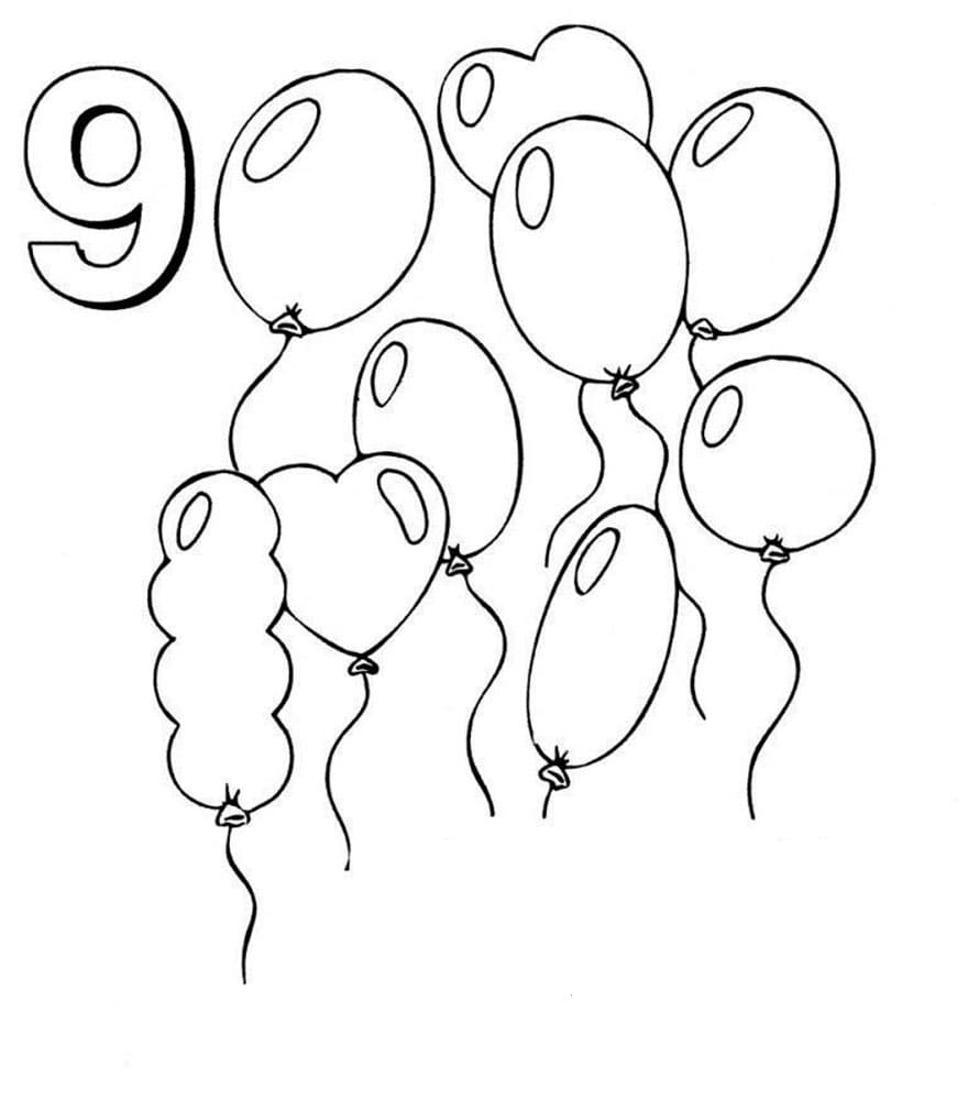 Tekening 02 van ballonnen om af te drukken en in te kleuren