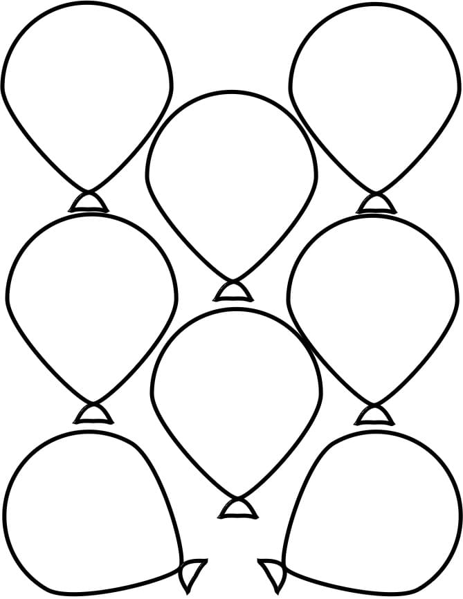 Tekening 07 van ballonnen om af te drukken en in te kleuren