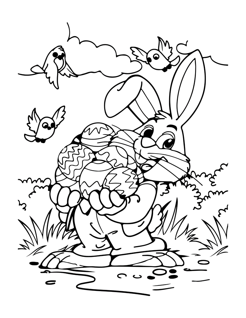 Easter bunny coloring page for kids