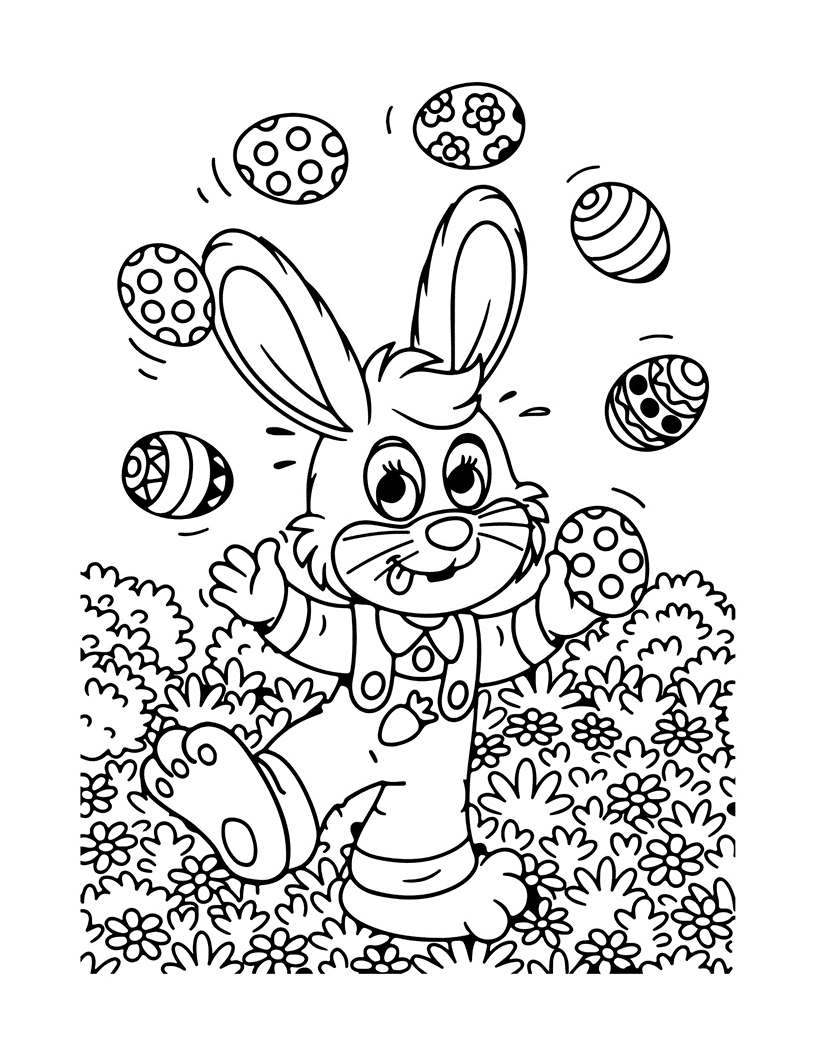 Easter bunny coloring page for kids