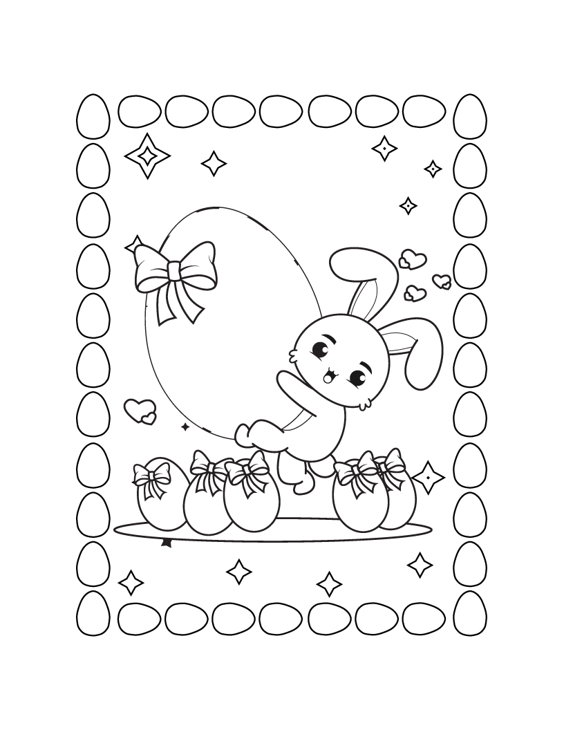 Página para colorear de conejito de Pascua para niños
