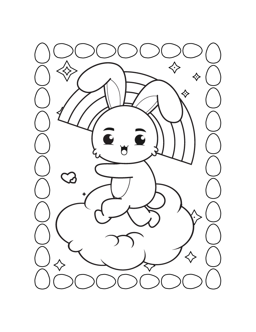 Disegno da colorare di coniglietto pasquale per bambini