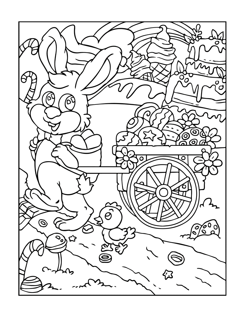 Página para colorear de conejito de Pascua para niños