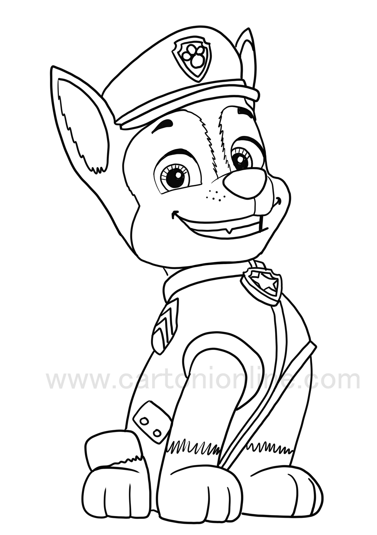 Chase 09 from Paw Patrol vrityskuvat tulostaa ja vritt