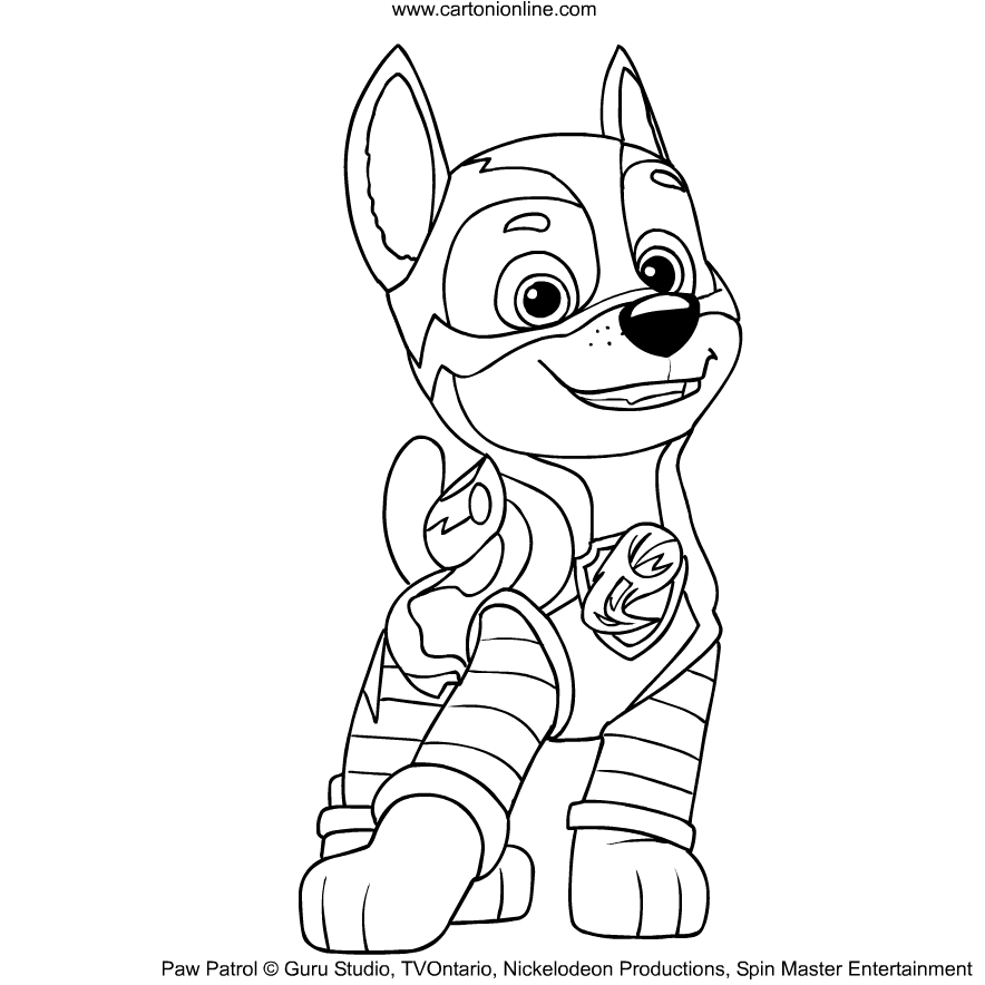 Dibujo de Chase de La Patrulla Canina Mighty Pups para imprimir y colorear