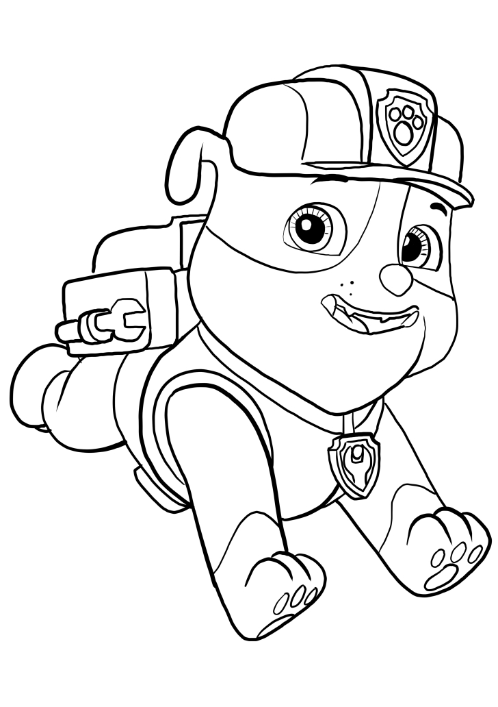 Rubble Psi patrol (Paw Patrol) coloring page to print and coloring