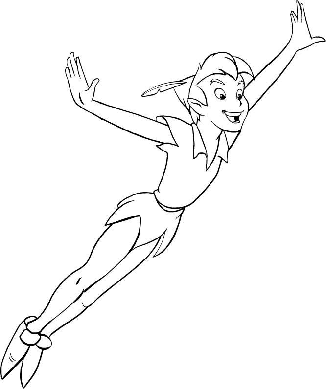 Peter Pan i Flight målarbok för att skriva ut och färg