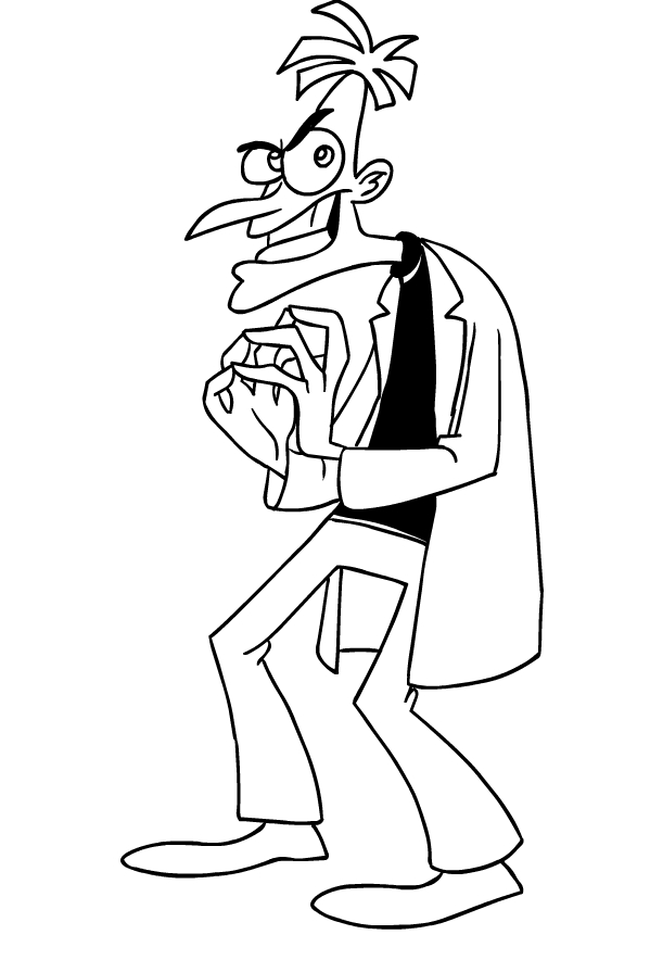 Dibujo del Dr. Doofenshmirtz de Phineas y Ferb para imprimir y colorear