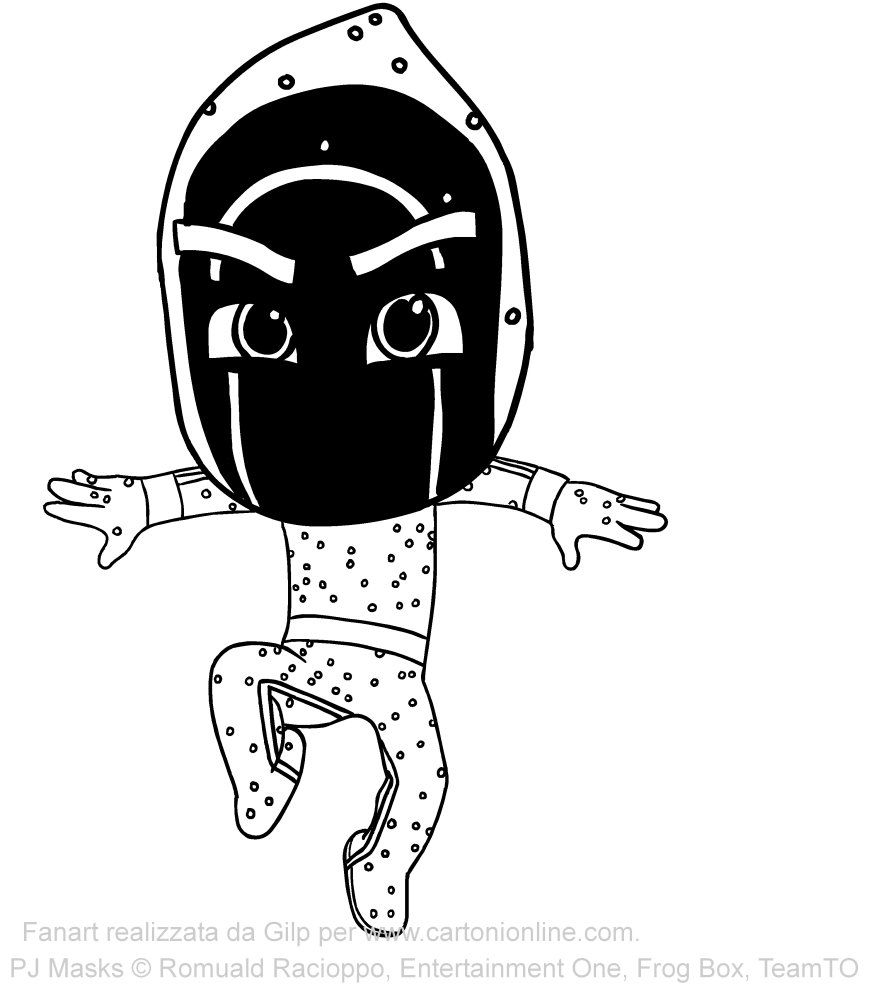 Disegno dei mini ninja dei PJ Masks superpigiamini da stampare e colorare