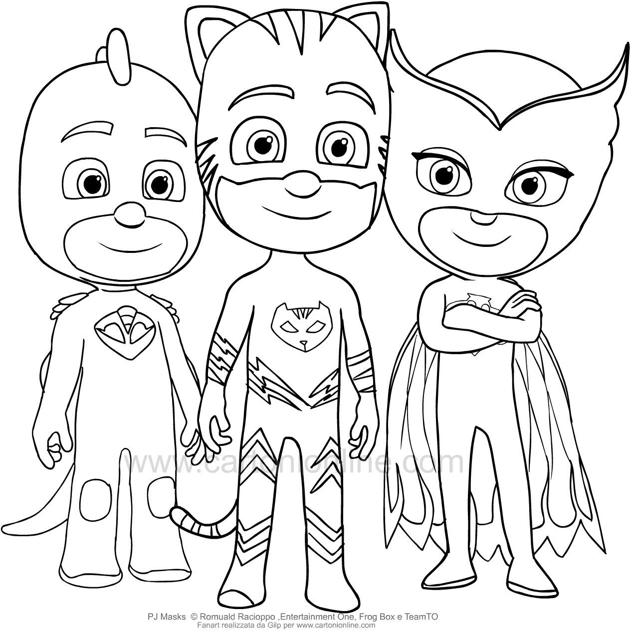 Superpjamas de PJ Masks para imprimir y colorear (Dibujo 8)