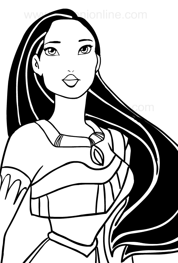 Disegno di Pocahontas (viso) da stampare e colorare