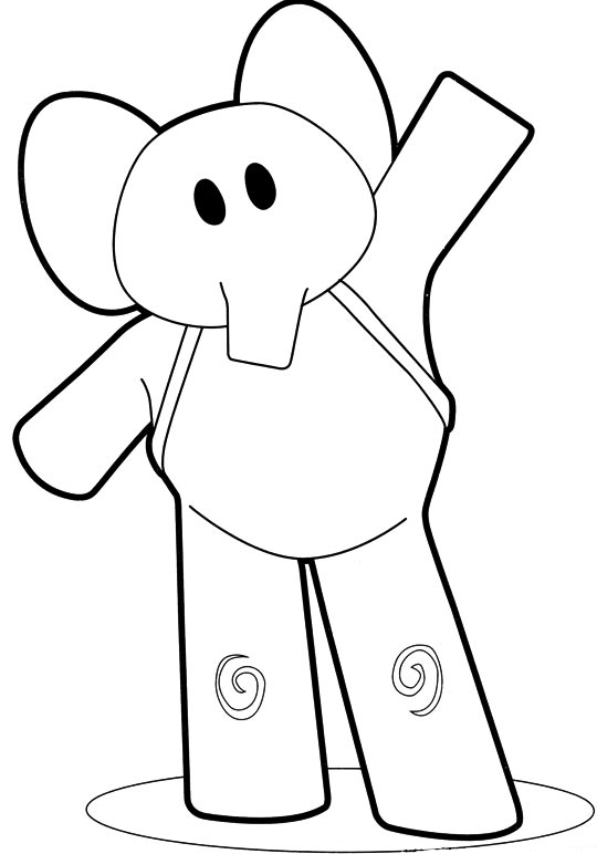 Dibujo de Elly la elefante rosa que nos saluda para imprimir y colorear