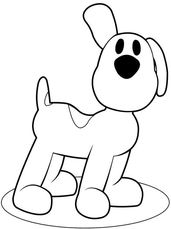 Disegno del cane Loula con l'orecchio alzato da stampare e colorare