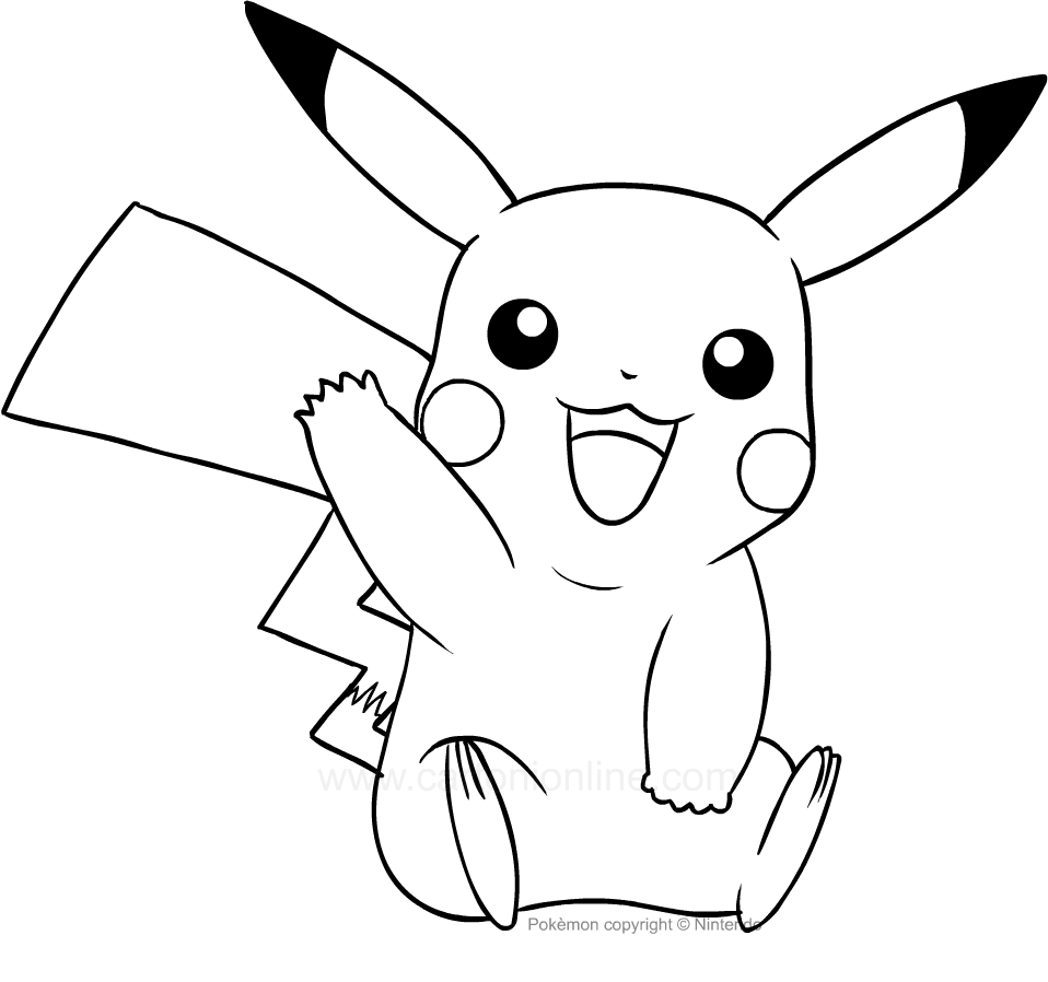 Página para colorear de Pokemon Pikachu para imprimir y colorear