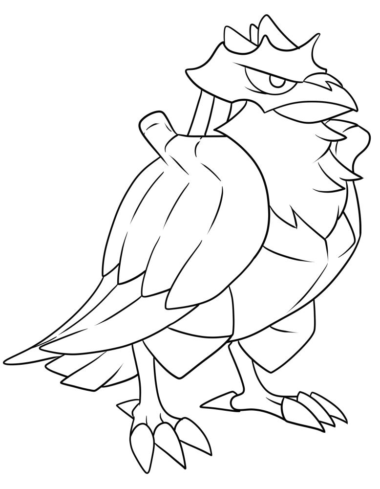 Corviknight Pokémon-teckning att skriva ut och färglägga