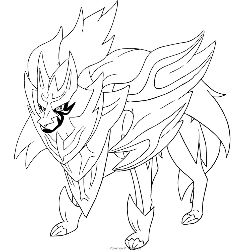 Zamazenta from generation VIII Pokmon coloring page to print and coloring