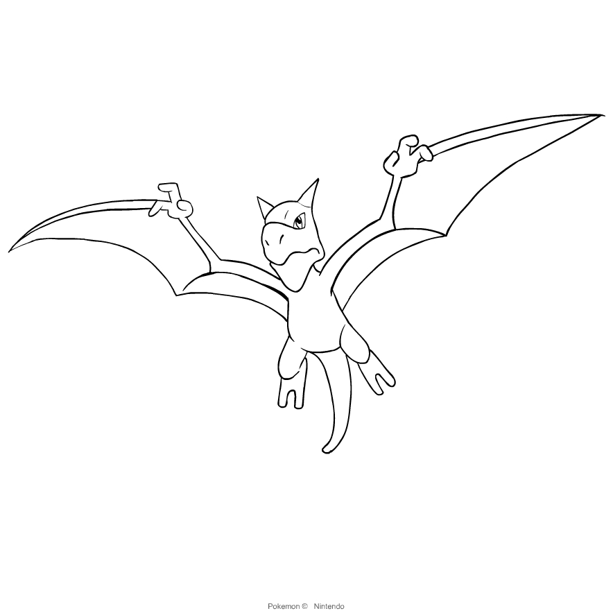 Aerodactyl from Pokemon to print and coloring