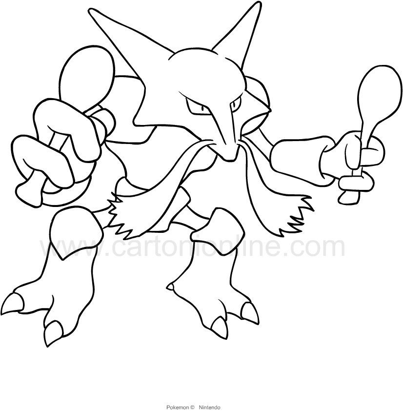 Alakazam from Pokemon coloring page to print and coloring