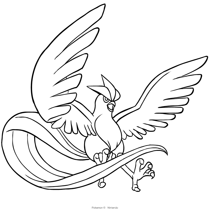 Articuno from Pokemon coloring page to print and coloring