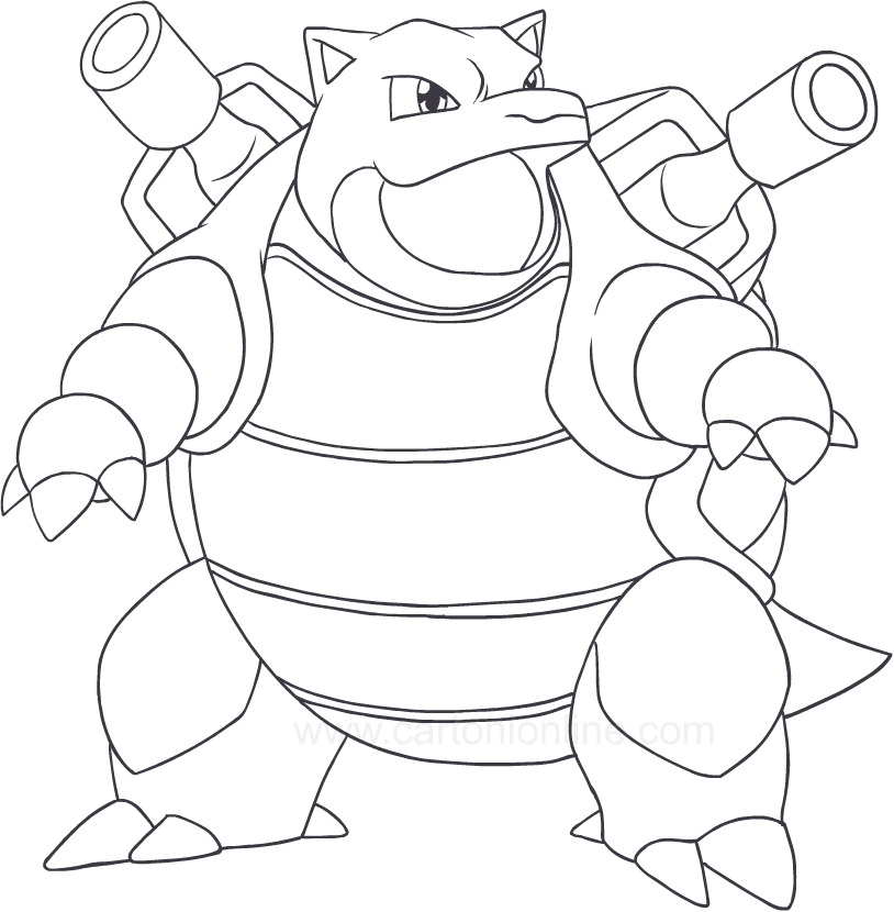 Pokemon Blastoise coloring page to print and color.