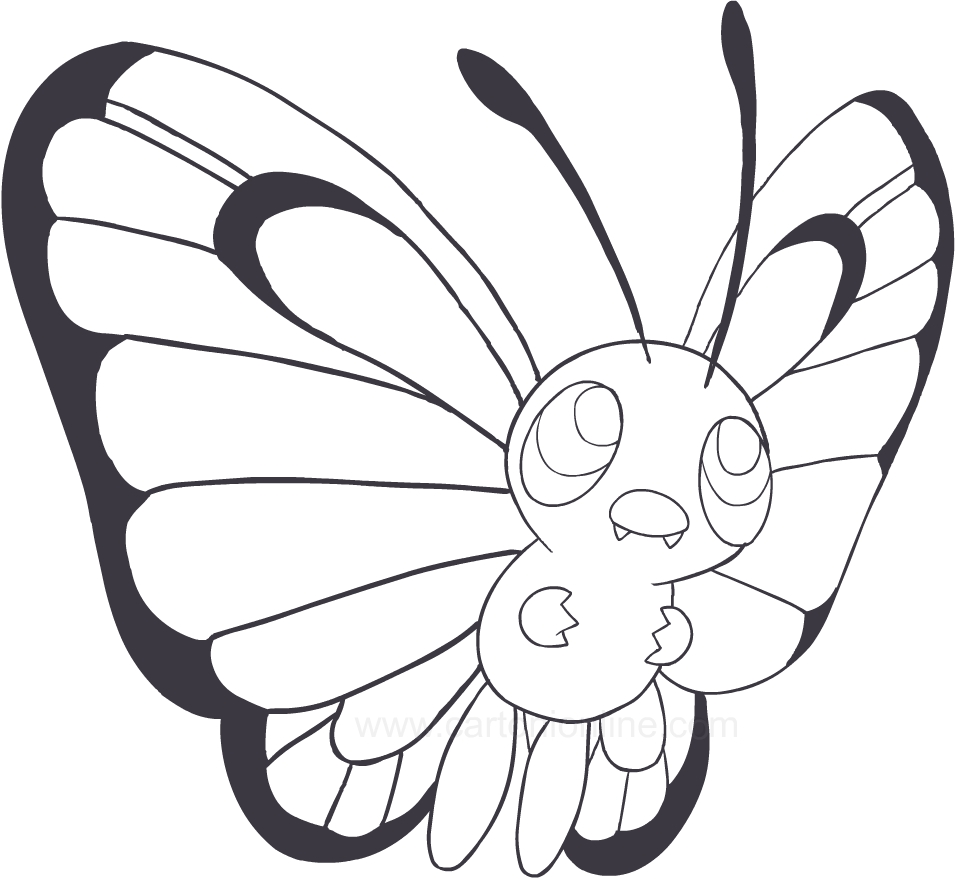 Pokemon Butterfree coloring page to print and color.