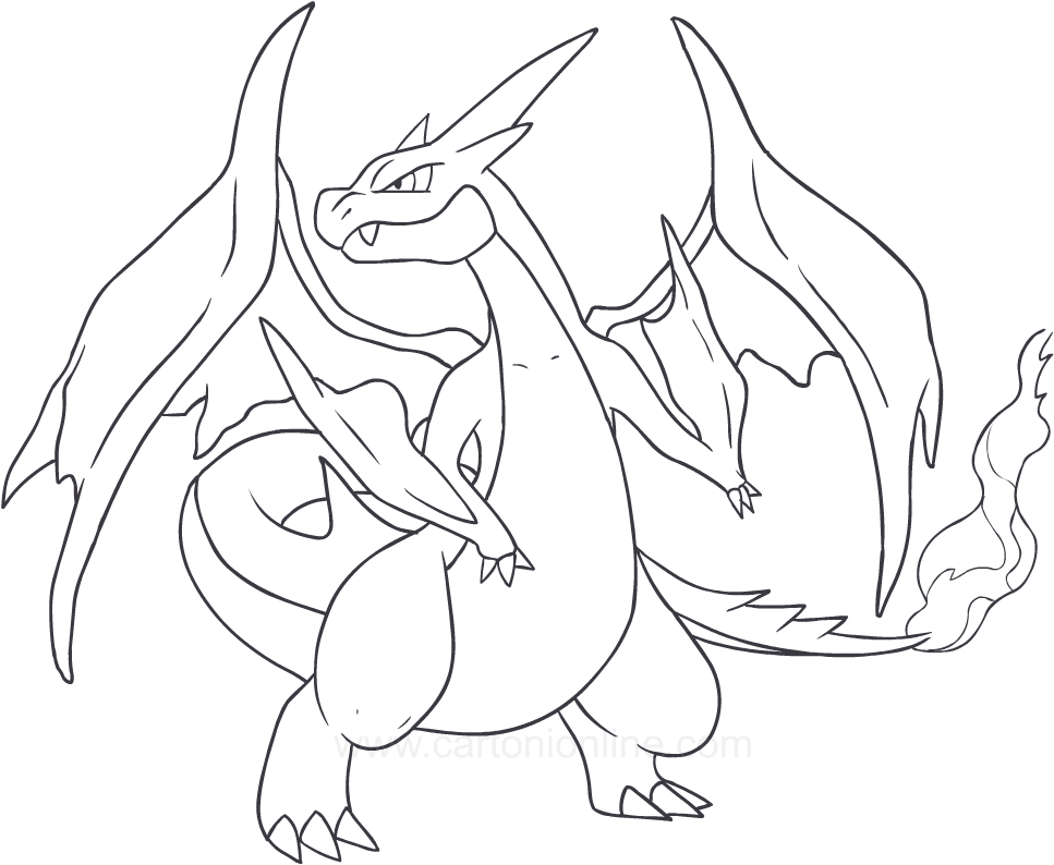 Charizard de Pokemon para imprimir y colorear